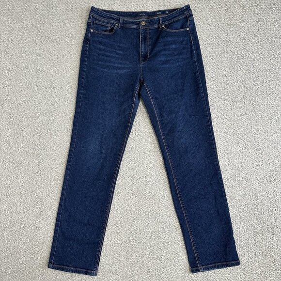 J Jill Denim Jeans High Rise Straight Leg Stretch Blue Size 14 - Picture 1 of 9